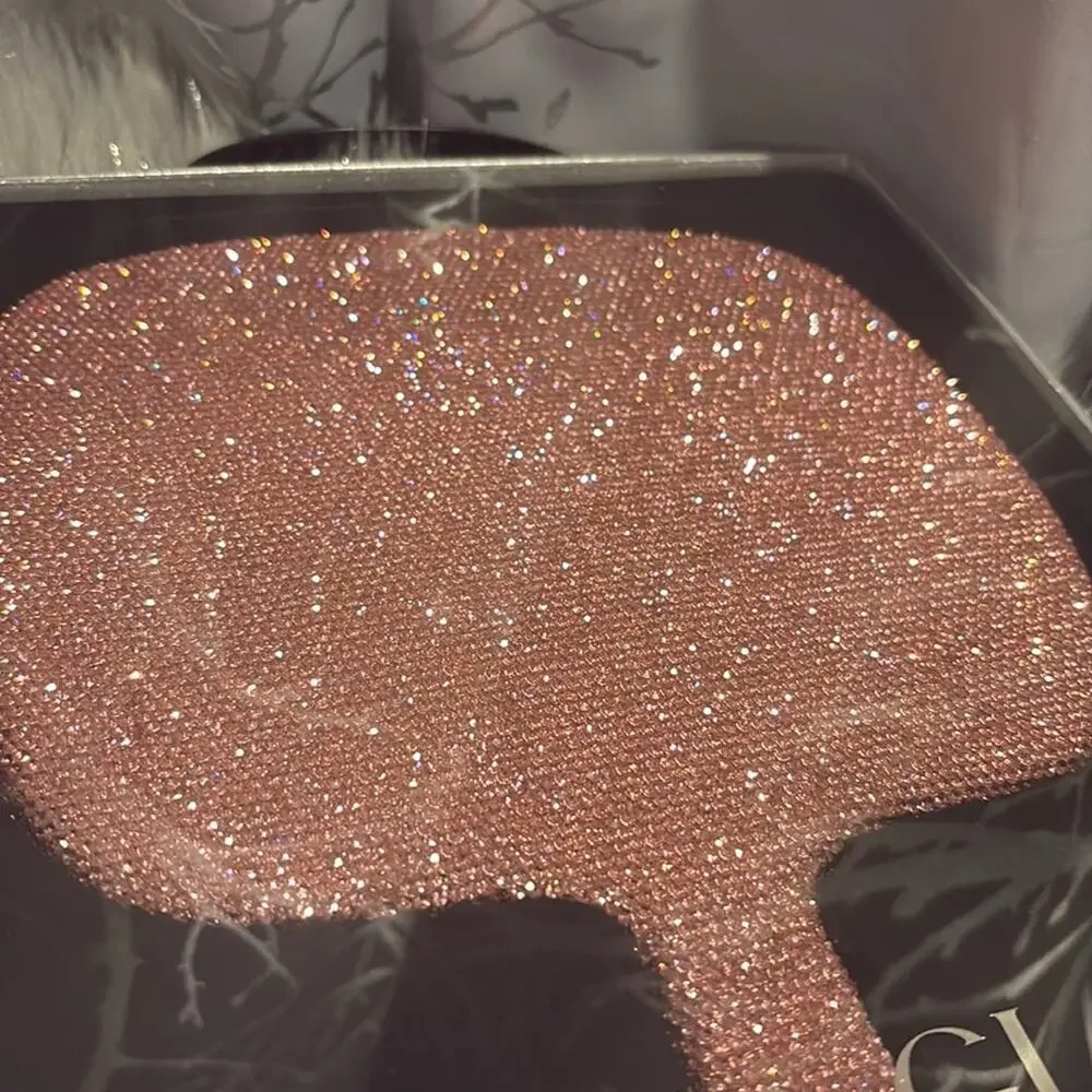BNWT GLITZ & GLAM Christmas Holiday Viral Pink Rhinestone Handheld Mirror